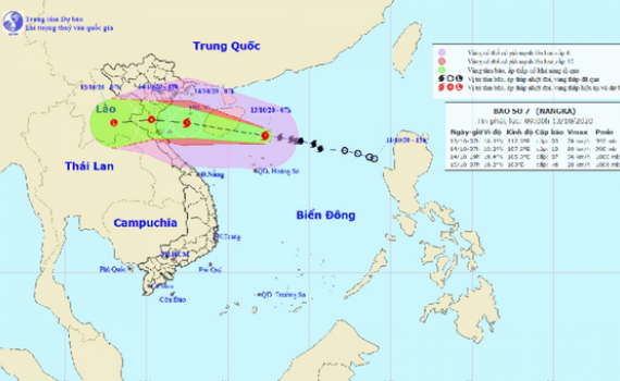 B&atilde;o số 7 giật cấp 11, c&aacute;ch đảo Hải Nam (Trung Quốc) khoảng 220km