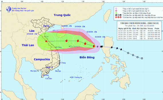 B&atilde;o số 8 giật cấp 11 đang c&aacute;ch quần đảo Ho&agrave;ng Sa 560km