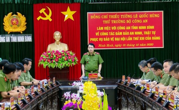 Thứ trưởng Bộ C&ocirc;ng an l&agrave;m việc với C&ocirc;ng an tỉnh Ninh B&igrave;nh