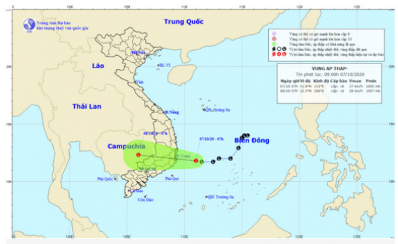 V&ugrave;ng &aacute;p thấp c&aacute;ch Ph&uacute; Y&ecirc;n, Kh&aacute;nh H&ograve;a khoảng 170km, mưa lớn k&eacute;o d&agrave;i ở Trung Bộ