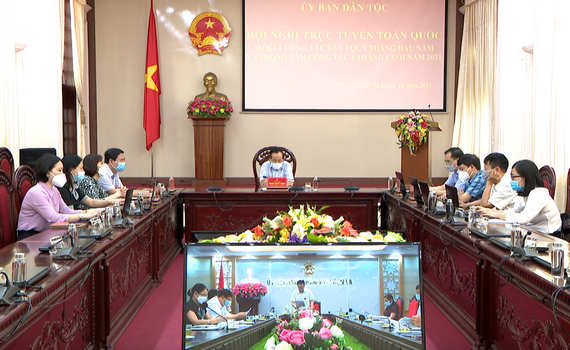 Hội nghị trực tuyến to&agrave;n quốc sơ kết c&ocirc;ng t&aacute;c d&acirc;n tộc 9 th&aacute;ng năm 2021