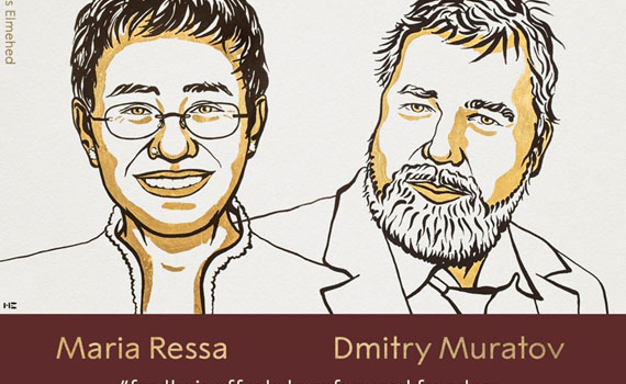 Giải Nobel H&ograve;a b&igrave;nh 2021 vinh danh hai nh&agrave; b&aacute;o điều tra Maria Ressa v&agrave; Dmitry Muratov
