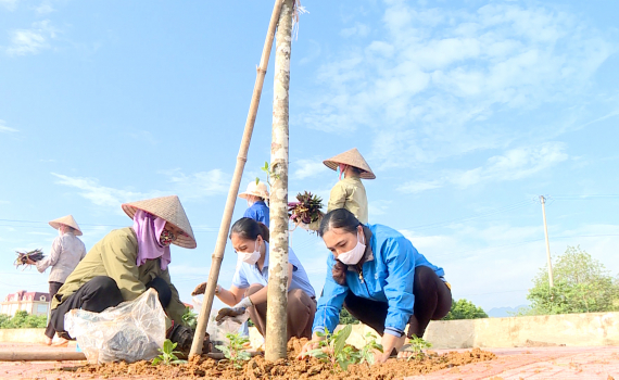 Hội Phụ nữ Nho Quan x&acirc;y dựng tuyến đường hoa phụ nữ