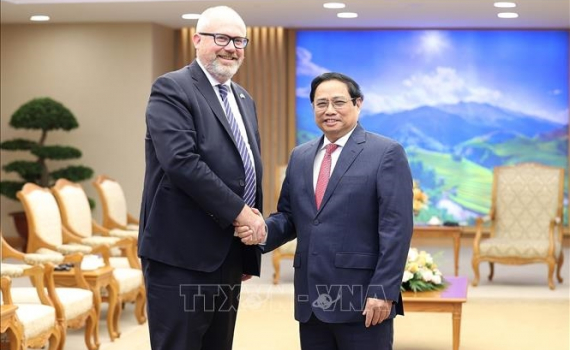 Thủ tướng Ch&iacute;nh phủ Phạm Minh Ch&iacute;nh tiếp Thượng nghị sĩ, đồng Bộ trưởng phụ tr&aacute;ch Thương mại v&agrave; Sản xuất Australia