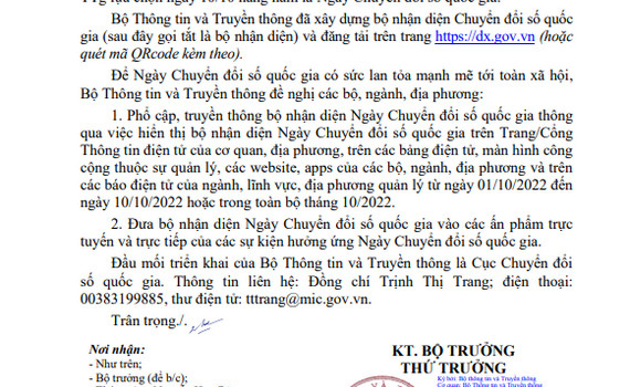 Phổ cập bộ nhận diện Ng&agrave;y Chuyển đổi số quốc gia 10/10