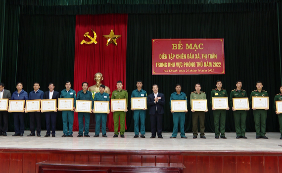Y&ecirc;n Kh&aacute;nh tổ chức th&agrave;nh c&ocirc;ng diễn tập chiến đấu x&atilde;, thị trấn trong khu vực ph&ograve;ng thủ