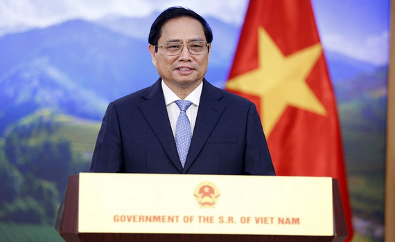 Thủ tướng Ch&iacute;nh phủ Phạm Minh Ch&iacute;nh ph&aacute;t biểu tại Hội nghị Thượng đỉnh Sinh học thế giới năm 2022