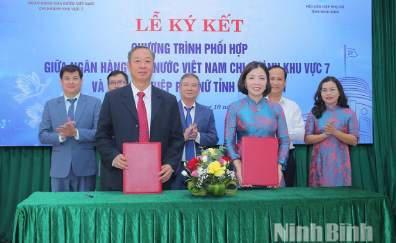 Ng&acirc;n h&agrave;ng Nh&agrave; nước chi nh&aacute;nh Khu vực 7 v&agrave; Hội Li&ecirc;n hiệp Phụ nữ tỉnh k&yacute; kết chương tr&igrave;nh phối hợp giai đoạn 2026-2030
