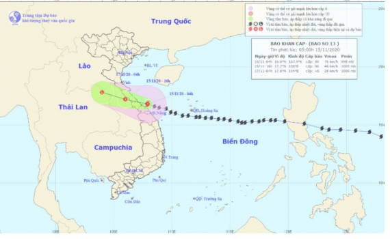 B&atilde;o số 13 đi v&agrave;o c&aacute;c tỉnh từ H&agrave; Tĩnh đến Thừa Thi&ecirc;n Huế g&acirc;y mưa lớn