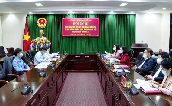 Triển khai thực hiện Kết luận của Bộ Ch&iacute;nh trị về định hướng chương tr&igrave;nh x&acirc;y dựng ph&aacute;p luật nhiệm kỳ Quốc hội kh&oacute;a XV