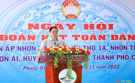 Thủ tướng Ch&iacute;nh phủ Phạm Minh Ch&iacute;nh dự Ng&agrave;y hội Đại đo&agrave;n kết to&agrave;n d&acirc;n tộc tại Cần Thơ
