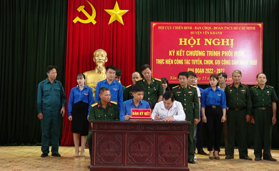 K&yacute; kết thực hiện c&ocirc;ng t&aacute;c tuyển chọn, gọi c&ocirc;ng d&acirc;n nhập ngũ tại huyện Y&ecirc;n Kh&aacute;nh