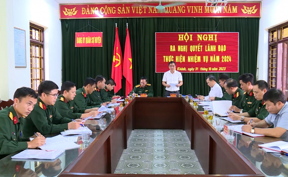 Đảng ủy Qu&acirc;n sự huyện Y&ecirc;n Kh&aacute;nh ra Nghị quyết l&atilde;nh đạo thực hiện nhiệm vụ năm 2024