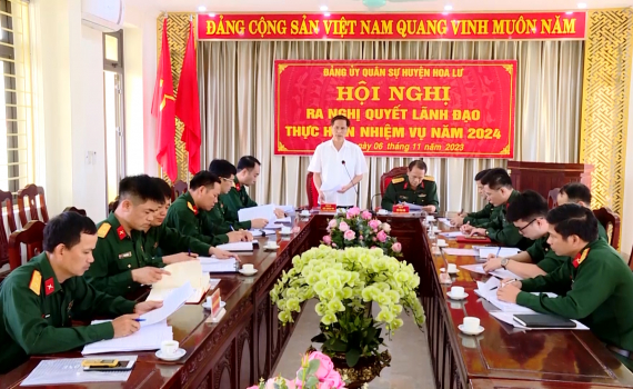 Đảng ủy Qu&acirc;n sự huyện Hoa Lư, Đảng ủy ph&ograve;ng Ch&iacute;nh trị, ph&ograve;ng Tham mưu (Bộ CHQS tỉnh) ra Nghị quyết l&atilde;nh đạo thực hiện nhiệm vụ năm 2024