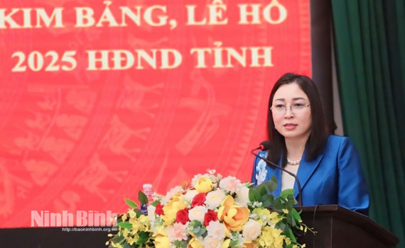 Đồng ch&iacute; Ph&oacute; B&iacute; thư Thường trực Tỉnh ủy Đinh Thị Lụa tiếp x&uacute;c cử tri tại c&aacute;c phường: L&ecirc; Hồ, Kim Thanh, Kim Bảng