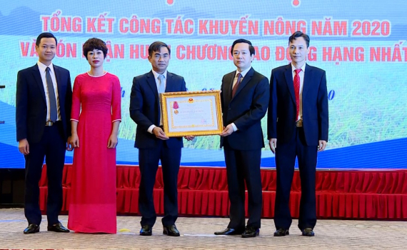Trung t&acirc;m Khuyến n&ocirc;ng tỉnh đ&oacute;n nhận Hu&acirc;n chương Lao động hạng Nhất