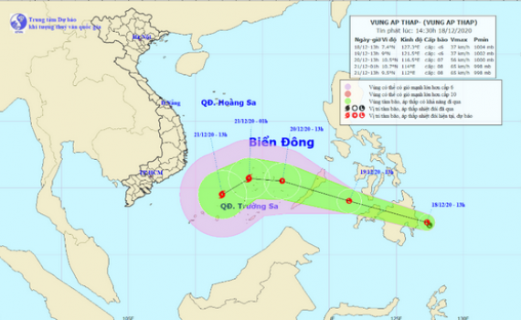 ​Xuất hiện v&ugrave;ng &aacute;p thấp gần biển Đ&ocirc;ng