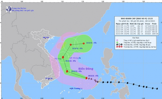 Cập nhật diễn biến b&atilde;o số 9 (RAI), cảnh b&aacute;o mưa lớn ở Trung Bộ