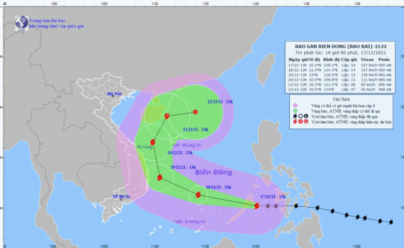 C&ocirc;ng điện số 10 ng&agrave;y 17/12/2021 của Ban Chỉ huy PCTT v&agrave; TKCN tỉnh về ứng ph&oacute; với b&atilde;o gần biển Đ&ocirc;ng