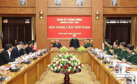 Tổng B&iacute; thư Nguyễn Ph&uacute; Trọng chủ tr&igrave; Hội nghị Qu&acirc;n ủy Trung ương