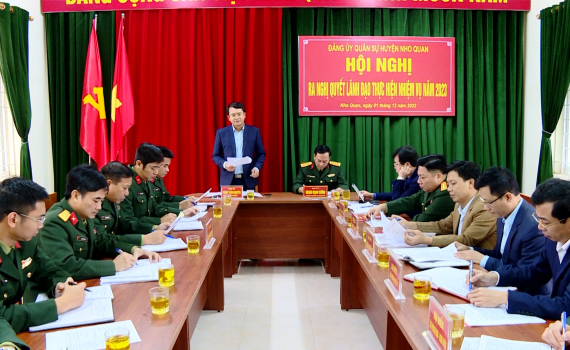 Đảng ủy Qu&acirc;n sự huyện Nho Quan ra nghị quyết l&atilde;nh đạo nhiệm vụ năm 2023