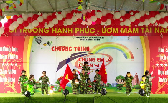 Chương tr&igrave;nh "Ch&uacute;ng em l&agrave; chiến sĩ" tại Trường Mầm non Ninh An