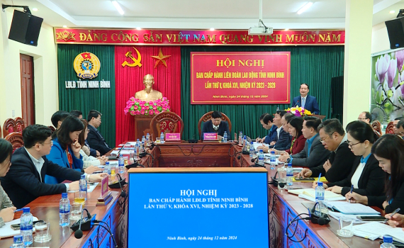 Hội nghị Ban Chấp h&agrave;nh Li&ecirc;n đo&agrave;n Lao động tỉnh lần thứ V