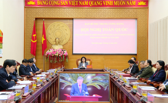 Hội nghị trực tuyến to&agrave;n quốc tổng kết c&ocirc;ng t&aacute;c kiểm tra, gi&aacute;m s&aacute;t, kỷ luật của Đảng năm 2024