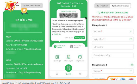 Người d&acirc;n c&oacute; thể tự khai mũi ti&ecirc;m tr&ecirc;n ứng dụng PC-Covid
