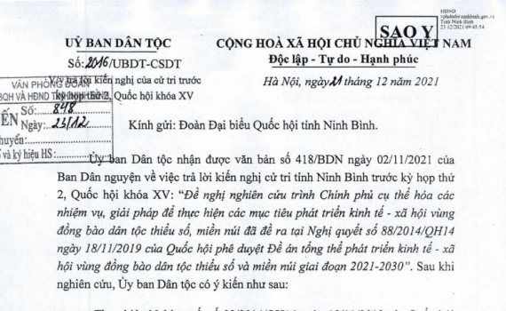 Văn bản trả lời &yacute; kiến, kiến nghị của cử tri trước kỳ họp thứ 2, Quốc hội kh&oacute;a XV