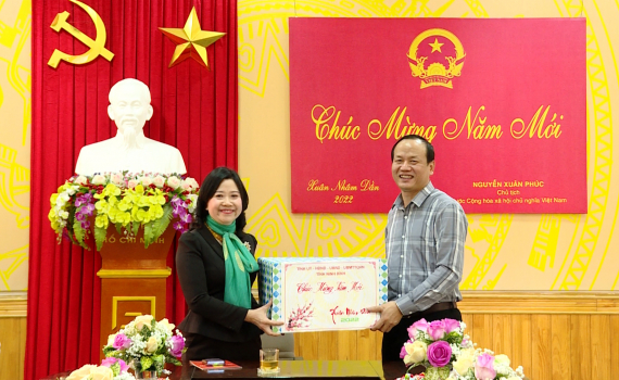Đồng ch&iacute; Trưởng ban Tuy&ecirc;n gi&aacute;o Tỉnh ủy B&ugrave;i Mai Hoa ch&uacute;c Tết c&aacute;c cơ quan b&aacute;o ch&iacute;
