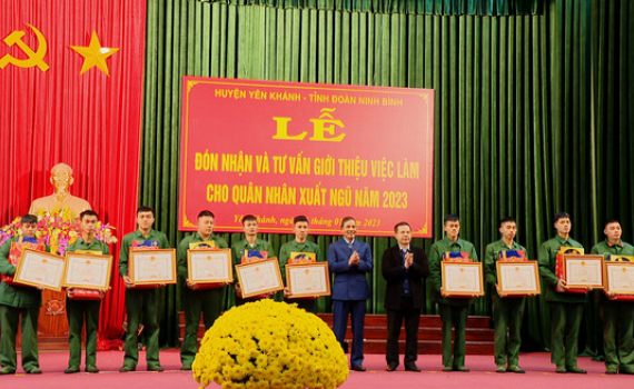  Huyện Y&ecirc;n Kh&aacute;nh, Hoa Lư tổ chức đ&oacute;n nhận qu&acirc;n nh&acirc;n xuất ngũ