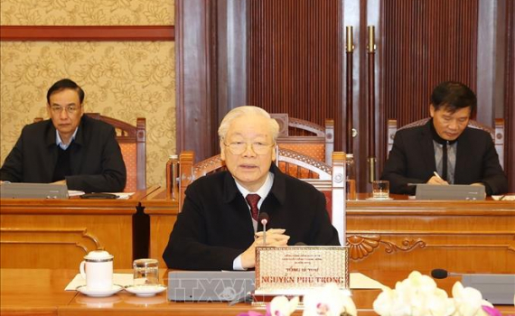 Tổng B&iacute; thư Nguyễn Ph&uacute; Trọng chủ tr&igrave; họp Ban B&iacute; thư đ&aacute;nh gi&aacute; t&igrave;nh h&igrave;nh thực hiện Chỉ thị số 19-CT/TW về tổ chức Tết Qu&yacute; M&atilde;o 2023