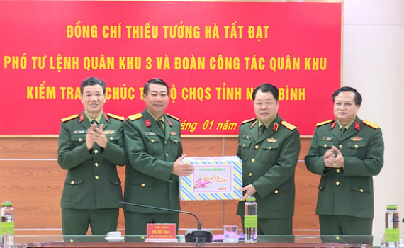 Bộ Tư lệnh Qu&acirc;n khu 3 thăm ch&uacute;c Tết, kiểm tra c&ocirc;ng t&aacute;c SSCĐ tại Bộ Chỉ huy Qu&acirc;n sự tỉnh Ninh B&igrave;nh