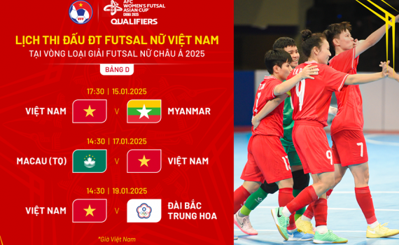Lịch thi đấu tuyển futsal nữ Việt Nam tại v&ograve;ng loại Asian Cup 2025