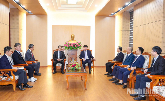 Đồng ch&iacute; Chủ tịch UBND tỉnh Trần Huy Tuấn tiếp x&atilde; giao c&aacute;c nh&agrave; đầu tư Nhật Bản