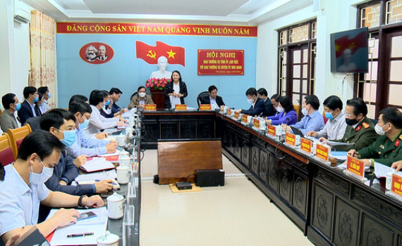 Ban Thường vụ Tỉnh ủy l&agrave;m việc với Ban Thường vụ Huyện ủy Nho Quan