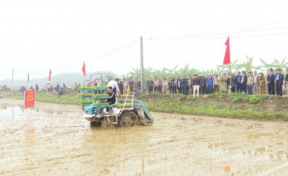Tr&igrave;nh diễn mạ khay, cấy m&aacute;y tại x&atilde; Y&ecirc;n Th&agrave;nh