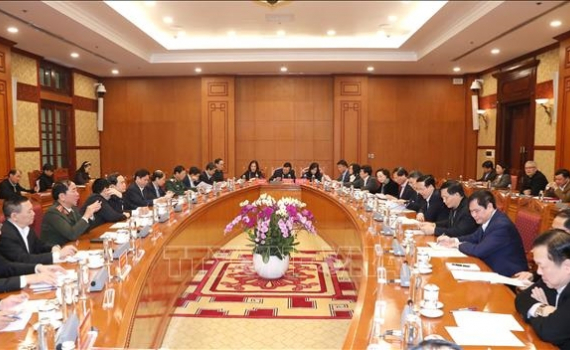 Hội nghị triển khai Chương tr&igrave;nh l&agrave;m việc của Bộ Ch&iacute;nh trị, Ban B&iacute; thư năm 2023