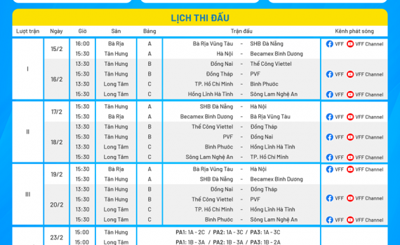 Lịch thi đấu Giải b&oacute;ng đ&aacute; U19 quốc gia 2024-2025