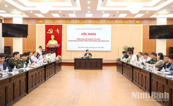 UBND tỉnh họp b&agrave;n c&ocirc;ng t&aacute;c chuẩn bị tổ chức Lễ hội Khai ấn Đền Trần Xu&acirc;n B&iacute;nh Ngọ năm 2026