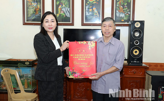 Đồng ch&iacute; Ph&oacute; B&iacute; thư Thường trực Tỉnh ủy Đinh Thị Lụa thăm, tặng qu&agrave; nh&acirc;n dịp Tết Nguy&ecirc;n đ&aacute;n B&iacute;nh Ngọ