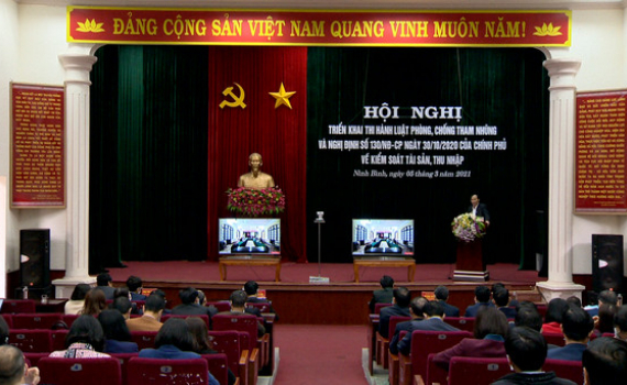 Hội nghị trực tuyến triển khai thi h&agrave;nh c&aacute;c quy định của ph&aacute;p luật ph&ograve;ng chống tham nhũng