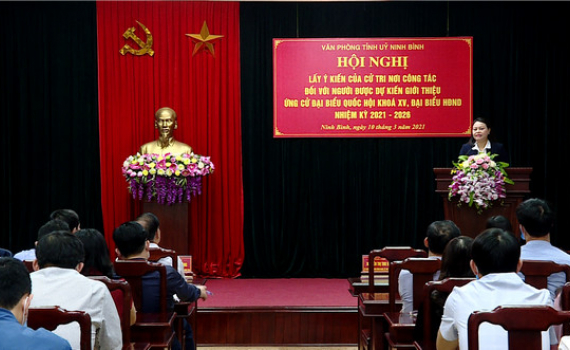 Hội nghị giới thiệu người ứng cử ĐBQH kh&oacute;a XV v&agrave; đại biểu HĐND tỉnh nhiệm kỳ 2021 - 2026