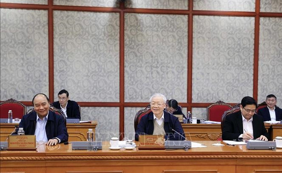 Tổng B&iacute; thư Nguyễn Ph&uacute; Trọng chủ tr&igrave; họp Bộ Ch&iacute;nh trị cho &yacute; kiến về một số nội dung quan trọng