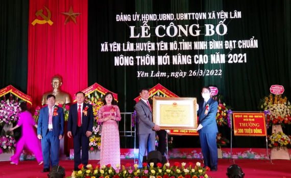 Y&ecirc;n L&acirc;m, Ninh Hải đ&oacute;n bằng c&ocirc;ng nhận x&atilde; đạt chuẩn n&ocirc;ng th&ocirc;n mới n&acirc;ng cao