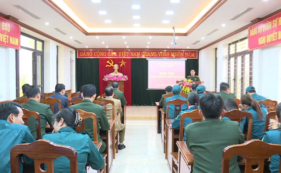 Hội thi c&aacute;n bộ giảng dạy ch&iacute;nh trị trong LLVT huyện Y&ecirc;n M&ocirc; năm 2023
