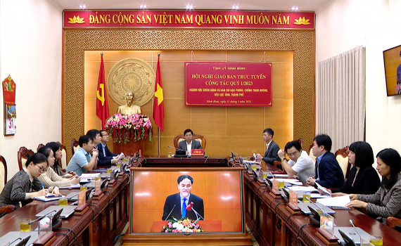 Giao ban trực tuyến ng&agrave;nh Nội ch&iacute;nh v&agrave; Ban Chỉ đạo ph&ograve;ng, chống tham nhũng, ti&ecirc;u cực