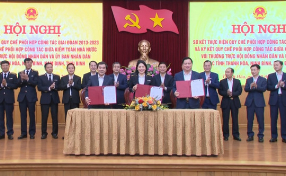 K&yacute; kết quy chế phối hợp giữa Kiểm to&aacute;n Nh&agrave; nước v&agrave; Thường trực HĐND, UBND c&aacute;c tỉnh Ninh B&igrave;nh, Thanh Ho&aacute;, Nam Định, Th&aacute;i B&igrave;nh