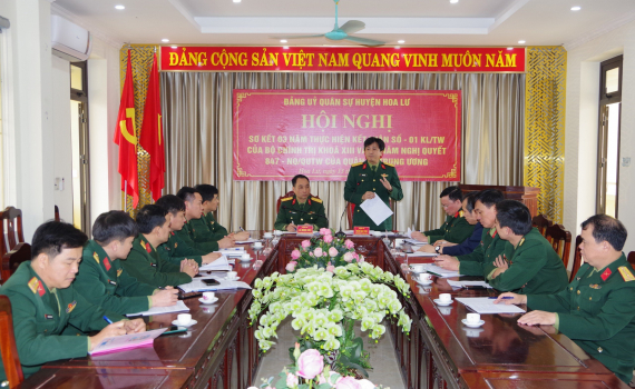 Đảng ủy Qu&acirc;n sự c&aacute;c huyện Kim Sơn, Gia Viễn v&agrave; Hoa Lư sơ kết 3 năm thực hiện Kết luận số 01 về tiếp tục thực hiện Chỉ thị số 05 của Bộ Ch&iacute;nh trị kh&oacute;a XII 